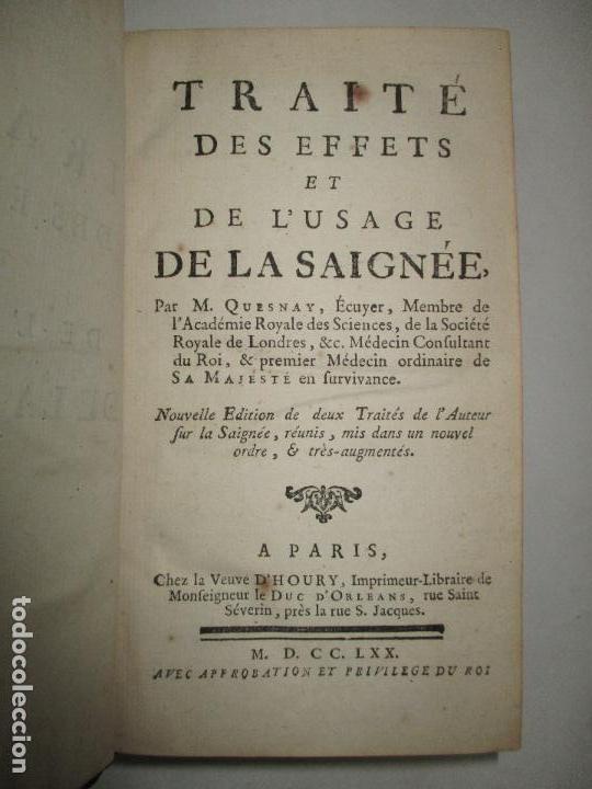 Libros: TRAIT&Eacute; DES EFFETS ET DE L?USAGE DE LA SAIGN&Eacute;E. - QUESNAY. - Foto 1