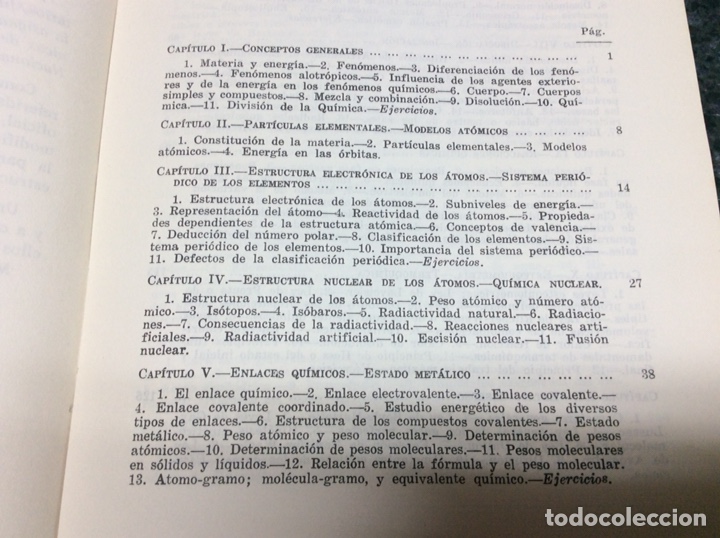 Libros: QUIMICA GENERAL, / ONOFRE MENDIOLA RUIZ -ED. 1963 - Foto 4