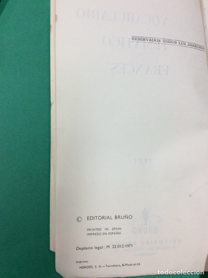 Libros: Vocabulario Tem&aacute;tico Frances / BRU&Ntilde;O / 1971 - Foto 2