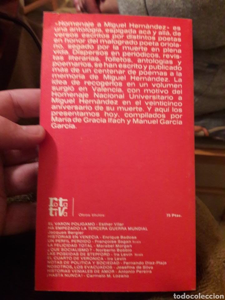 Libros: Homenaje a Miguel Hern&aacute;ndez. Ed plaza janes 1978 - Foto 2