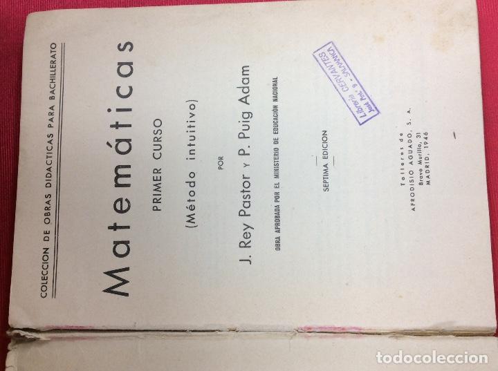 Libros: Matem&aacute;ticas 1er curso 1946 Rey Pastor - Foto 2