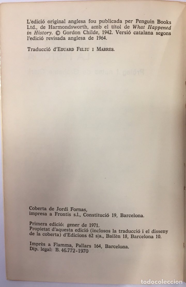 Libros: EL PROGR&Eacute;S DE LA HIST&Ograve;RIA. - GORDON CHILDE, V. - Foto 4