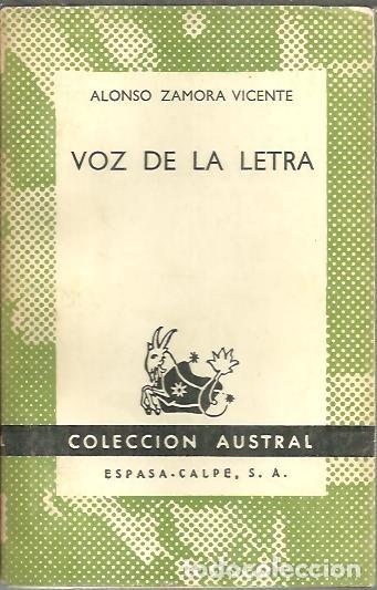 Libros: VOZ DE LA LETRA. - ZAMORA VICENTE, Alonso. - Foto 1
