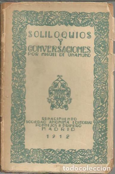 Libros: SOLILOQUIOS Y CONVERSACIONES. - UNAMUNO, Miguel de. - Foto 1