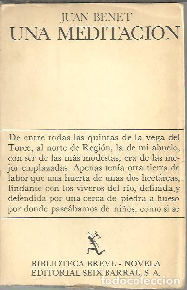 Libros: UNA MEDITACION. - BENET, Juan. - Foto 1