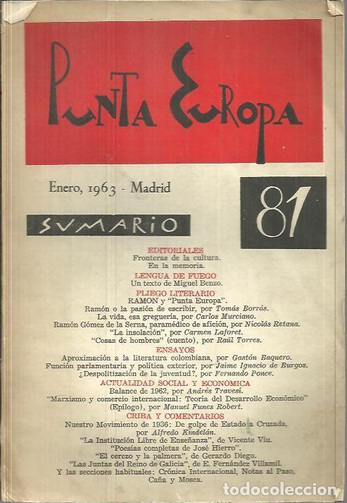Libri di seconda mano: PUNTA EUROPA. A&Ntilde;O VIII. N. 81. - REVISTA.