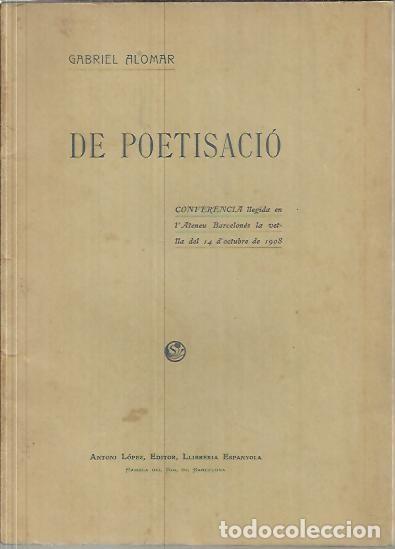 Libros: DE POETISACIO. - ALOMAR, Gabriel. - Foto 1