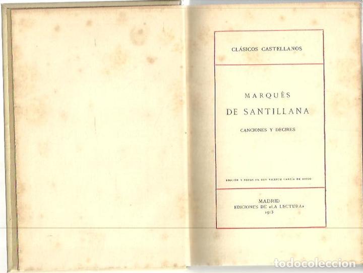 Libros: CANCIONES Y DECIRES. - SANTILLANA, Marqu&eacute;s de. - Foto 1