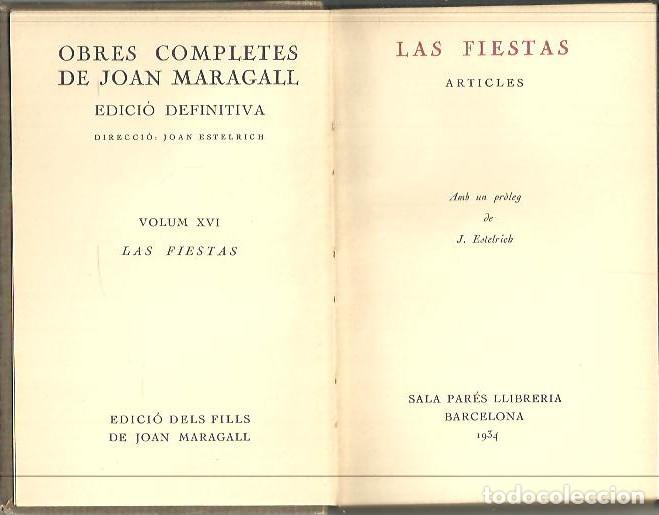Libros: LAS FIESTAS. ARTICLES. - MARAGALL, Joan. - Foto 1