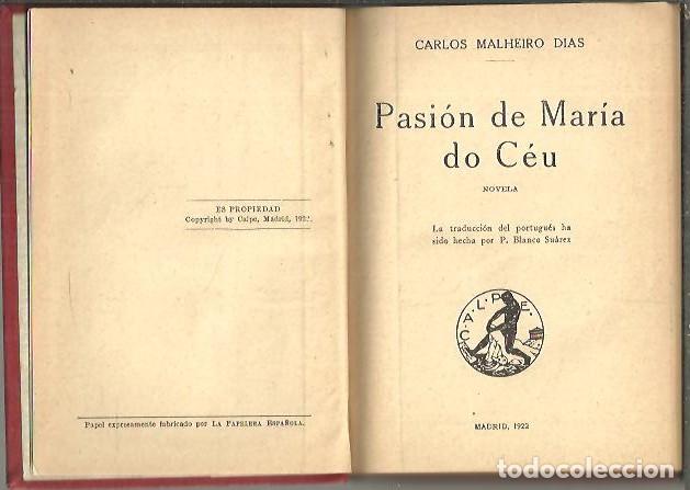 Libros: PASION DE MARIA DO CEU. - MALHEIRO DIAS, Carlos. - Foto 1