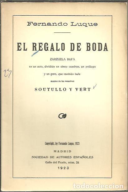 Libros: EL REGALO DE BODA. - LUQUE, Fernando. - Foto 1