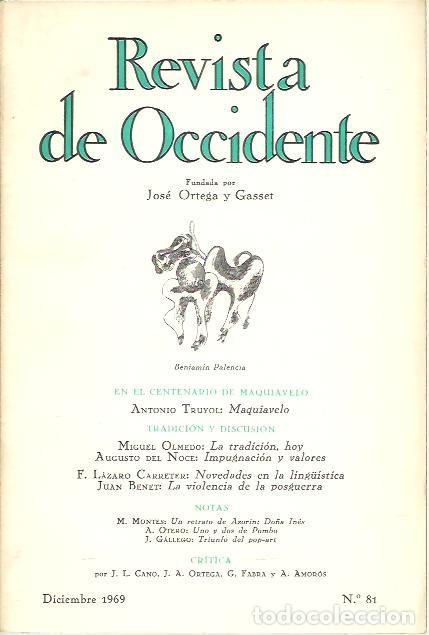 Libros: REVISTA DE OCCIDENTE. NUM. 81. - REVISTA. - Foto 1