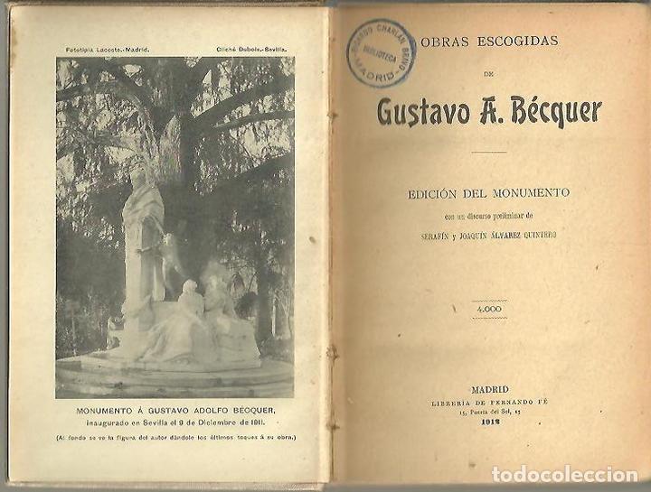 Libros: OBRAS ESCOGIDAS. - BECQUER, Gustavo A. - Foto 1