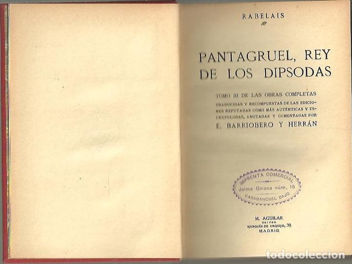 Libros: PANTAGRUEL, REY DE LOS DIPSODAS. - RABELAIS, Francisco. - Foto 1
