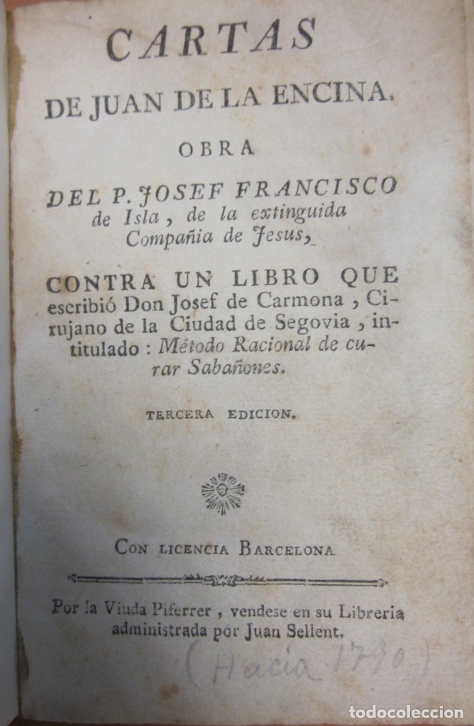 Libros: Cartas de Juan de la encina - DE ISLA, JOSEF FRANCISCO - Foto 2
