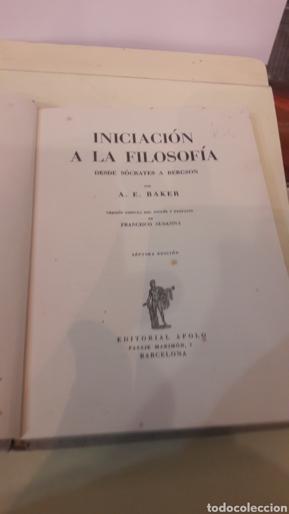 Libros: Inicici&oacute;n a la filosof&iacute;a A.E.Baker 1942 apolo - Foto 1