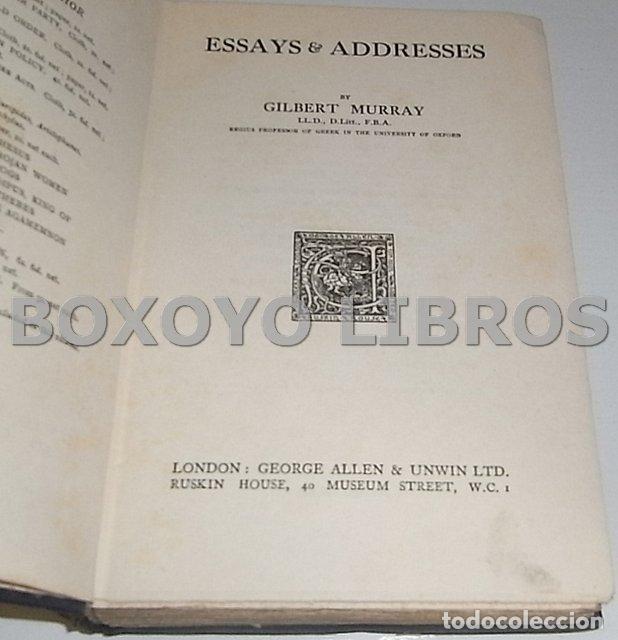 Libros: MURRAY, Gilbert. Essays & addresses - Foto 2