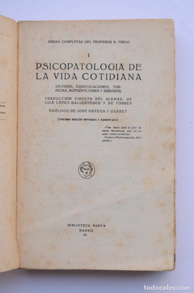 Libros: Psicopatolog&iacute;a de la vida cotidiana - FREUD, Sigmund - Foto 3