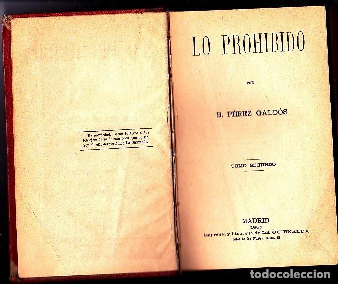 Libros: LO PROHIBIDO. - PEREZ GALDOS, Benito. - Foto 1