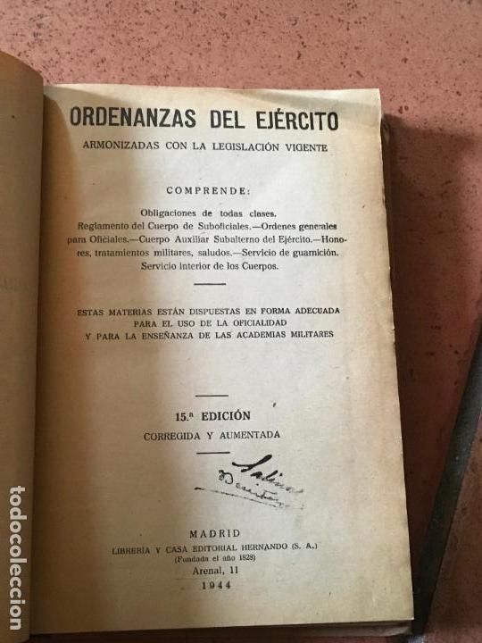 Libros: Ordenanzas del ejercito. 1944 - Foto 7