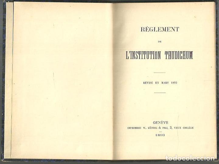 Libros: REGLEMENT DE LINSTITUTION THUDICHUM. - ANONIMO. - Foto 1