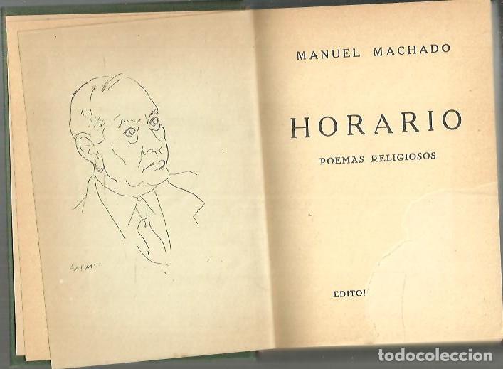 Libros: HORARIO. POEMAS RELIGIOSOS. - MACHADO, Manuel. - Foto 1