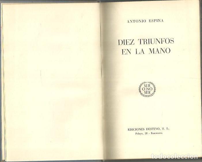 Libros: DIEZ TRIUNFOS EN LA MANO. - ESPINA, Antonio. - Foto 1