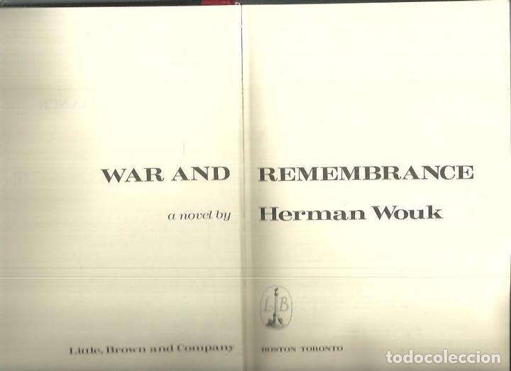 Libros: WAR AND REMEMBRANCE. - WOUK, Herman. - Foto 1