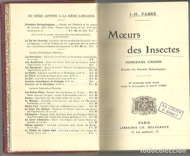 Libros: MOEURS DES INSECTES. MORCEAUX CHOISIS. - FABRE, J. H. - Foto 1