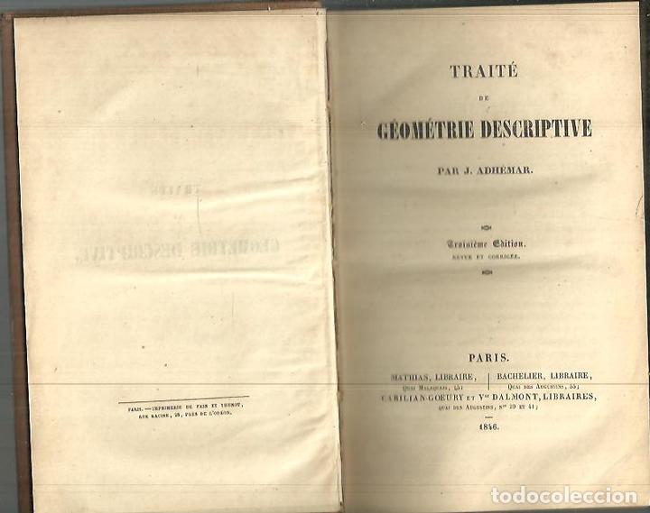Libros: TRAITE DE GEOMETRIE DESCRIPTIVE. EXERCICES DE GEOMETRIE DESCRIPTIVE. - ADHEMAR, J. - Foto 1