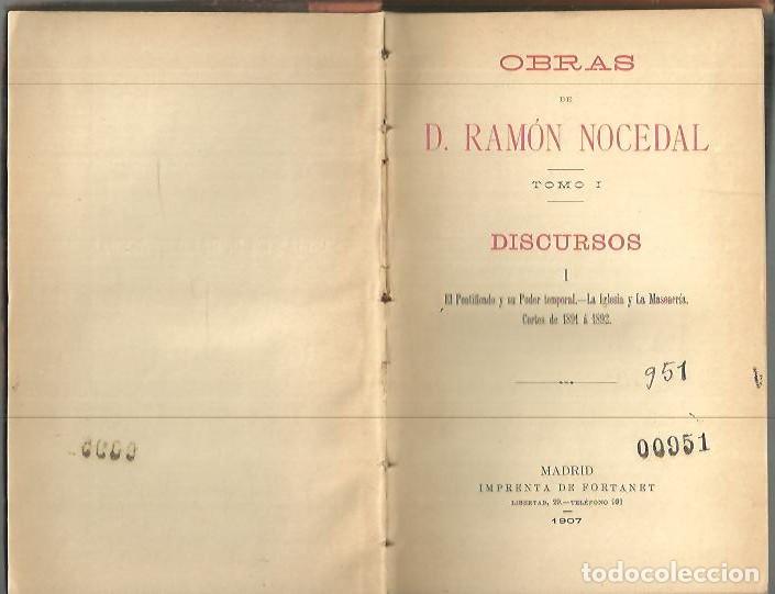 Libros: DISCURSOS. - NOCEDAL, Ram&oacute;n. - Foto 1