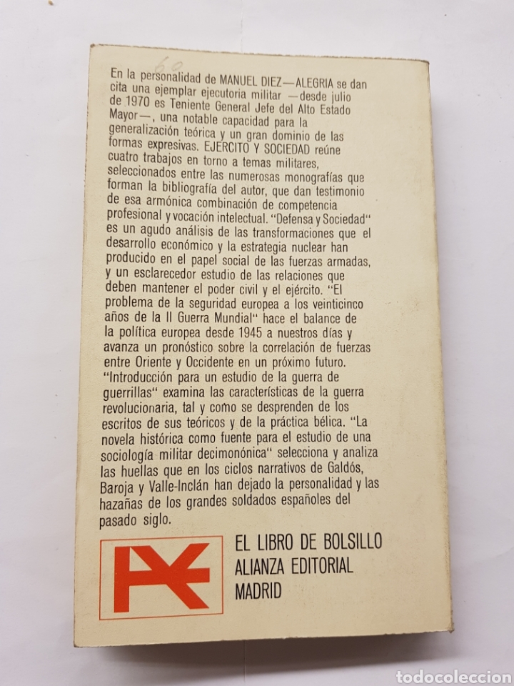 Libros: Ej&eacute;rcito y Sociedad - Manuel Diez-Alegr&iacute;a - 1972 - Foto 2