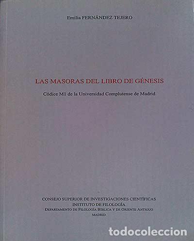 B&uuml;cher: Las masoras del libro de G&eacute;nesis - Fern&aacute;ndez Tejero, Emilia