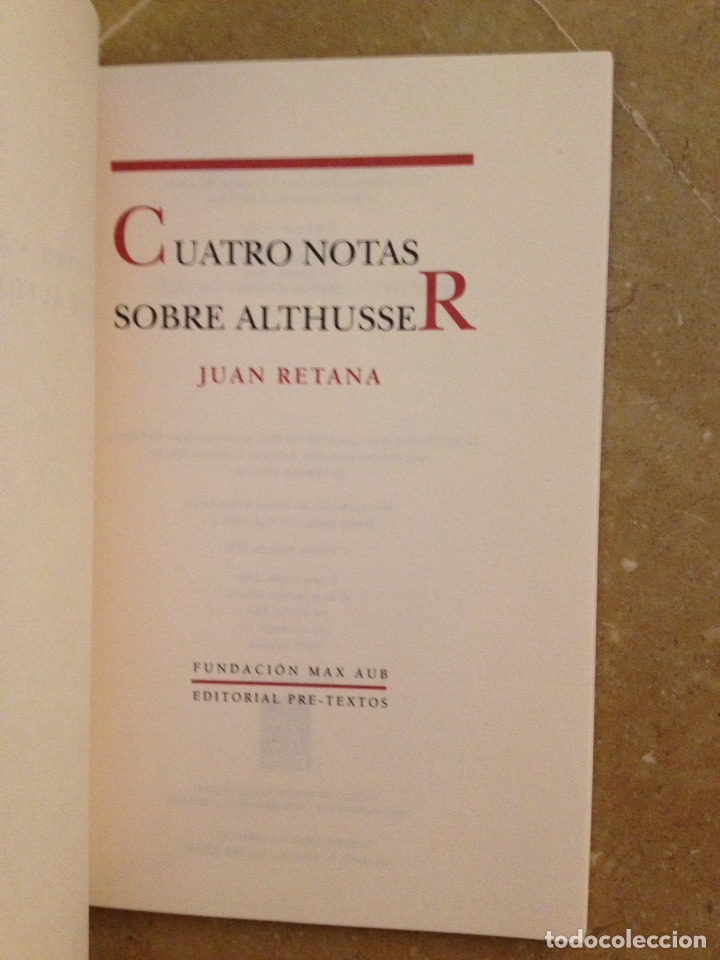 Libros: CUATRO NOTAS SOBRE ALTHUSSER (JUAN RETANA) - Foto 2