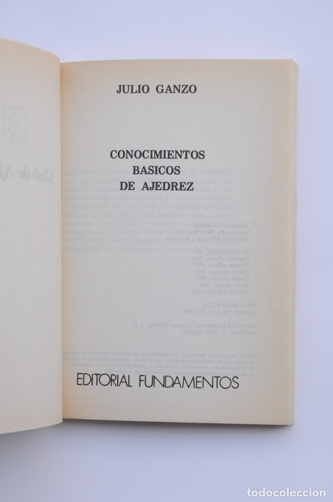 Libros: Conocimientos b&aacute;sicos de ajedrez - GANZO, Julio - Foto 2