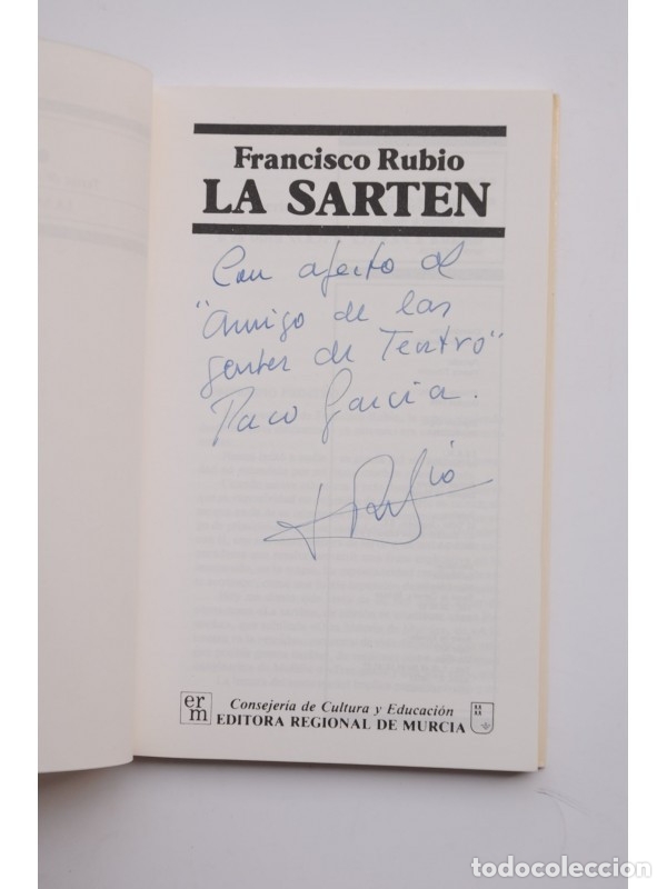 Libros: La sart&eacute;n - RUBIO, Francisco - Dedicatoria aut&oacute;grafa del autor - Foto 2