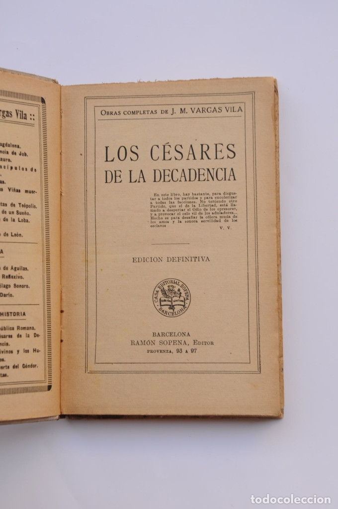 Libros: Los C&eacute;sares de la decadencia - VARGAS VILA, Jos&eacute; Mar&iacute;a - Foto 2