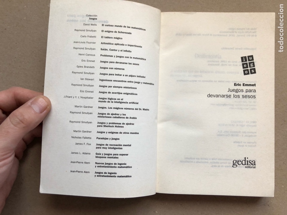 Libros: JUEGOS PARA DEVANARSE LOS SESOS. ENRIC EMMET. GEDISA EDITORIAL 2000. - Foto 2