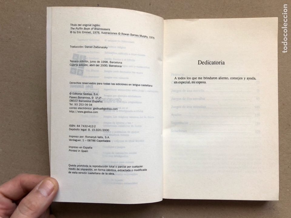 Libros: JUEGOS PARA DEVANARSE LOS SESOS. ENRIC EMMET. GEDISA EDITORIAL 2000. - Foto 3