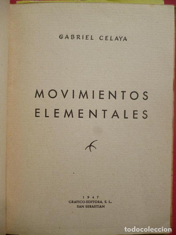 Libros: MOVIMIENTOS ELEMENTALES. - CELAYA, Gabriel. - Foto 2