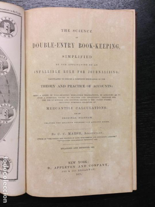 Libros: THE SCIENCE OF DOUBLE-ENTRY BOOK-KEEPING, MARSH, C.C., 1871 - Foto 2