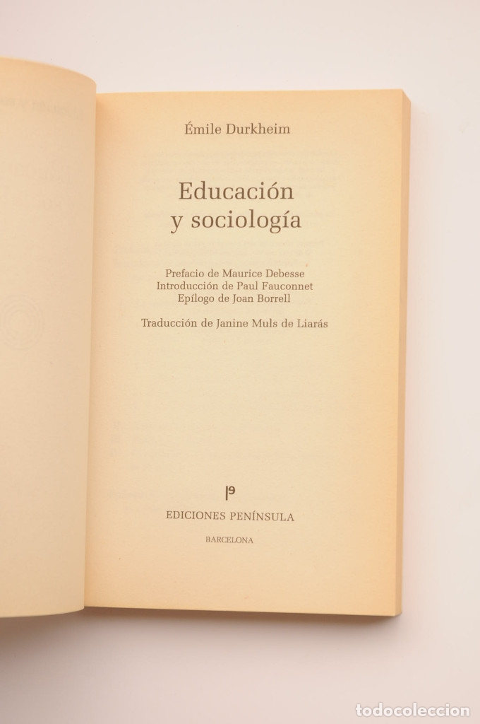 Libros: Educaci&oacute;n y sociolog&iacute;a - DURKHEIM, &Eacute;mile - Foto 2