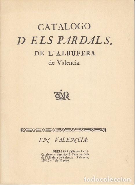 Libros: CAT&Aacute;LOGO D ELS PARDALS, DE L ABUFERA DE VALENCIA - CAMACHO - Foto 1