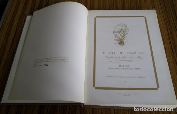 Libros: 2 libros - MIGUEL DE UNAMUNO 1864 &ndash; 1936  --- Programas de oposiciones a c&aacute;tedra - Foto 3