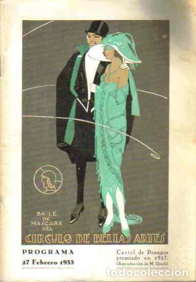 Libros: Baile de m&aacute;scara del C&iacute;rculo de Bellas Artes. Programa 27 de febrero 1933. - VVAA. - Foto 1