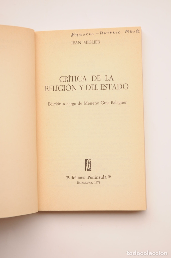 Libros: Cr&iacute;tica de la religi&oacute;n y del estado - MESLIER, Jean - Foto 2