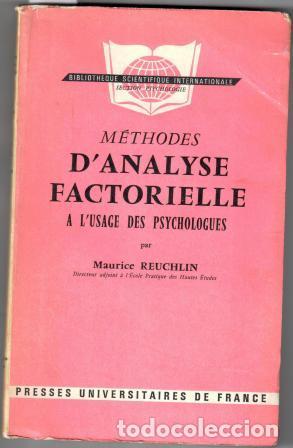 Libros: M&Eacute;THODES D&acute;ANALYSE FACTORIELLE A L&acute;USAGE DES PSYCHOLOGUES - REUCHLIN, Maurice - Foto 1