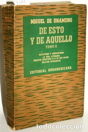Libros: DE ESTO Y DE AQUELLO. TOMO II - UNAMUNO, Miguel de - Foto 1