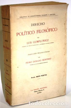 Libros: DERECHO POL&Iacute;TICO FILOS&Oacute;FICO - GUMPLOWICZ, Luis - Foto 1