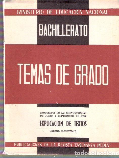 Libros: Temas de Grado. Explicaci&oacute;n de Textos (grado elemental) - VV. AA. - Foto 1